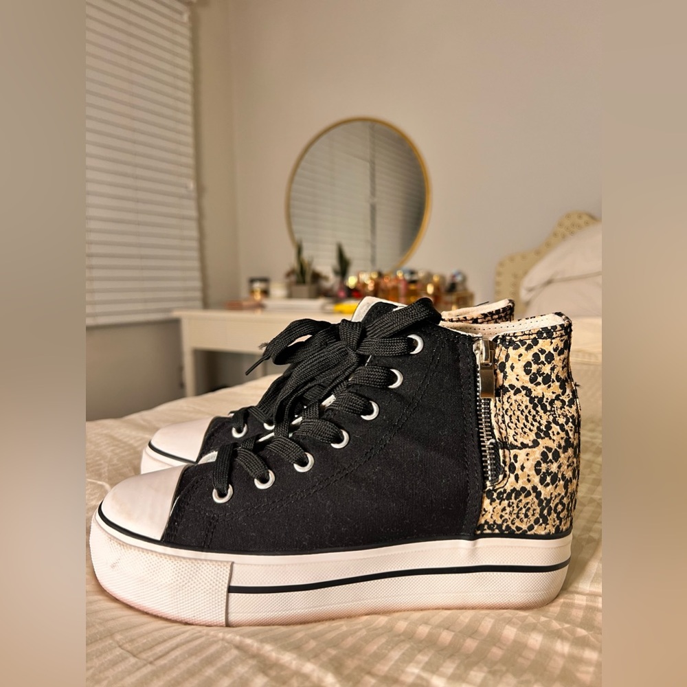 Animal Print Wedge Platform Sneakers